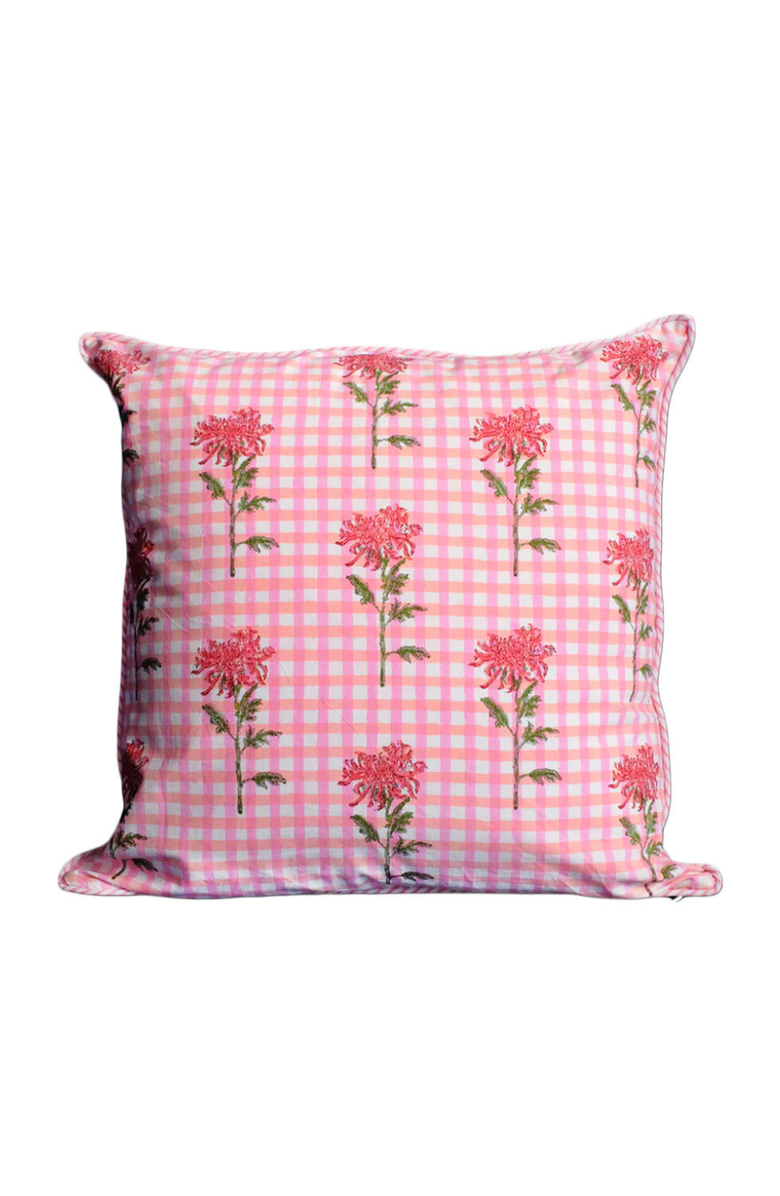 Inner Child Dahlia Gingham Blockprint Pillow - Cover + Insert, Main, color, Gingham