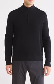 Bruno Magli Textured Merino Wool Quarter Zip Pullover