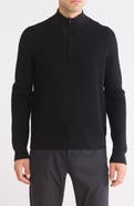 Bruno Magli Textured Merino Wool Quarter Zip Pullover