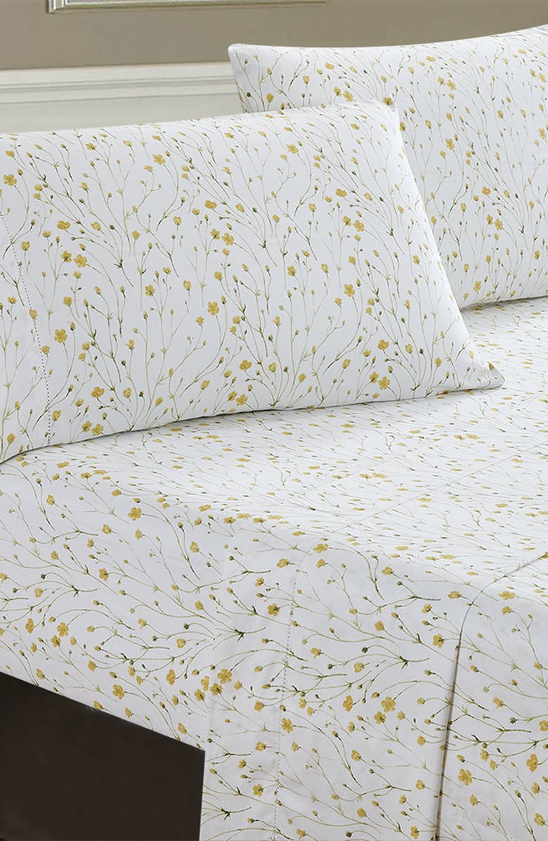 MELANGE HOME Buttercup 400 Count Thread Count 4-Piece Sheet Set, Main, color, Yellow