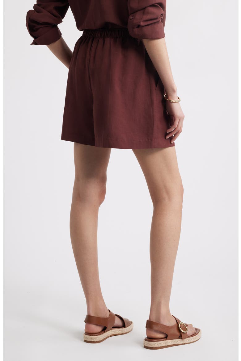 Elastic Waist Shorts, Alternate, color, BROWN RAISIN