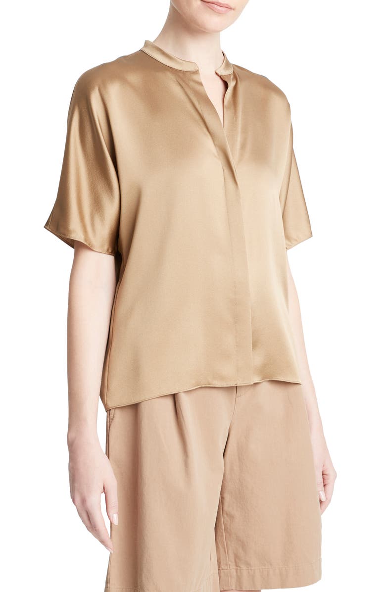 Vince Dolman Sleeve Silk Button-Up Shirt, Alternate, color,