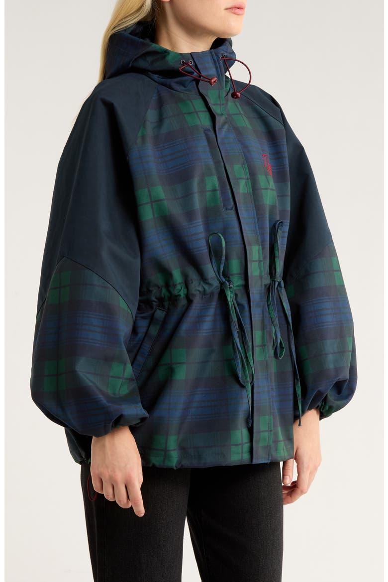 Liu Water Resistant Plaid Raincoat, Alternate, color, NAVY