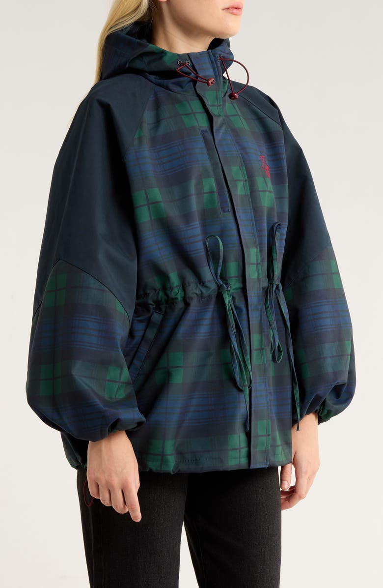 Damson Madder Liu Water Resistant Plaid Raincoat, Alternate, color, 