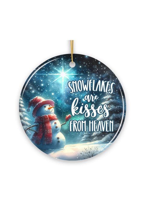 Kisses From Heaven Magical Snowman Round Ornament