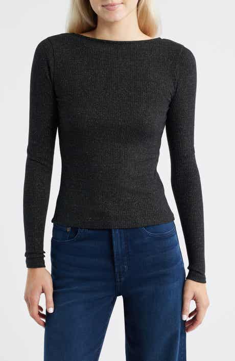 Madewell Sparkle Scoop Back Long Sleeve Top
