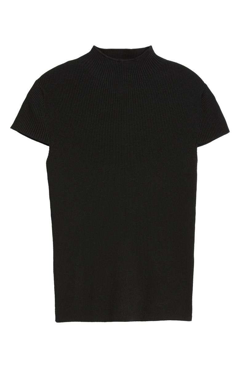 Elie Tahari The Ramona Rib Mock Neck Top, Alternate, color, Noir