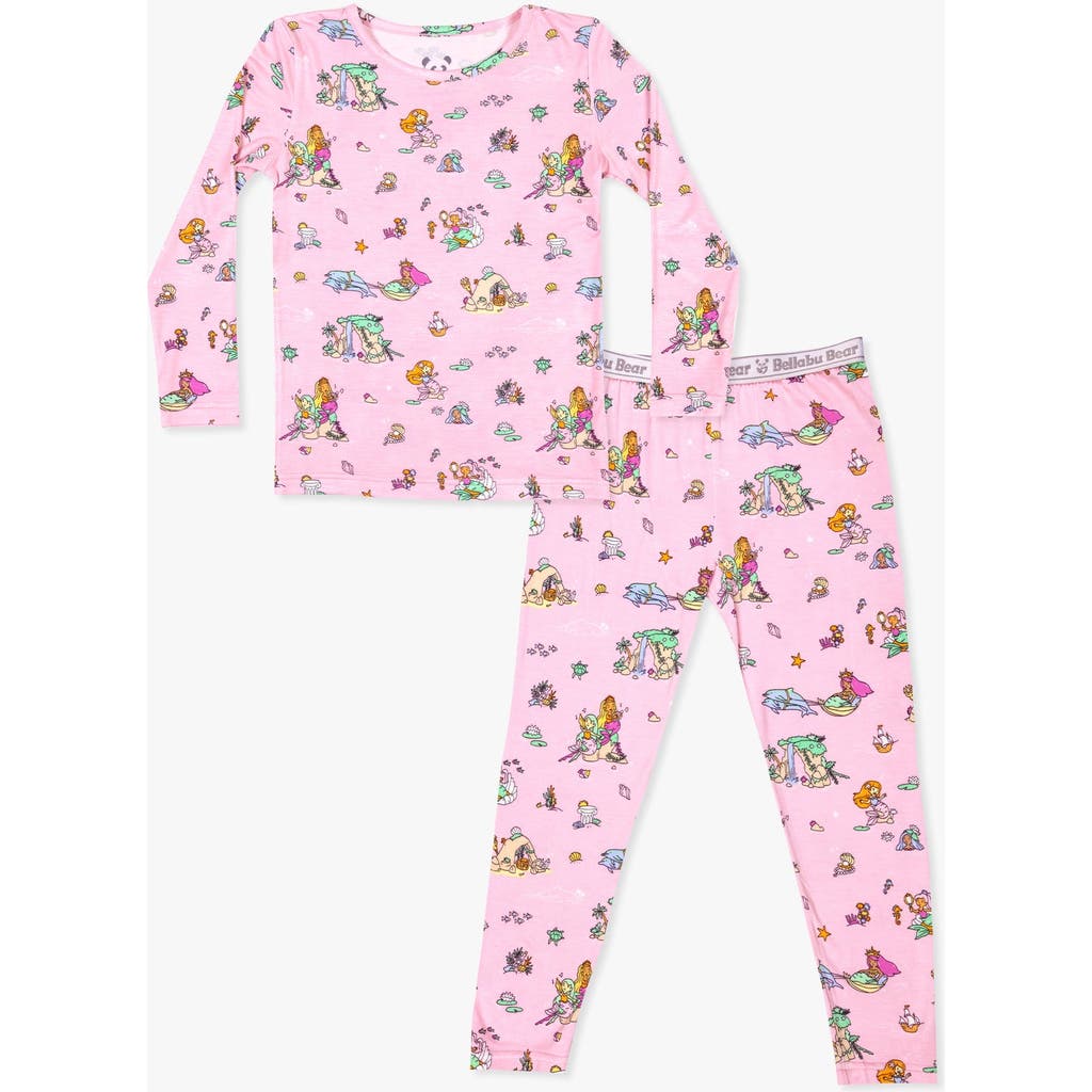 Bellabu Bear Kids' Mermaid Lagoon Set Of 2 Piece Pajamas In Pink