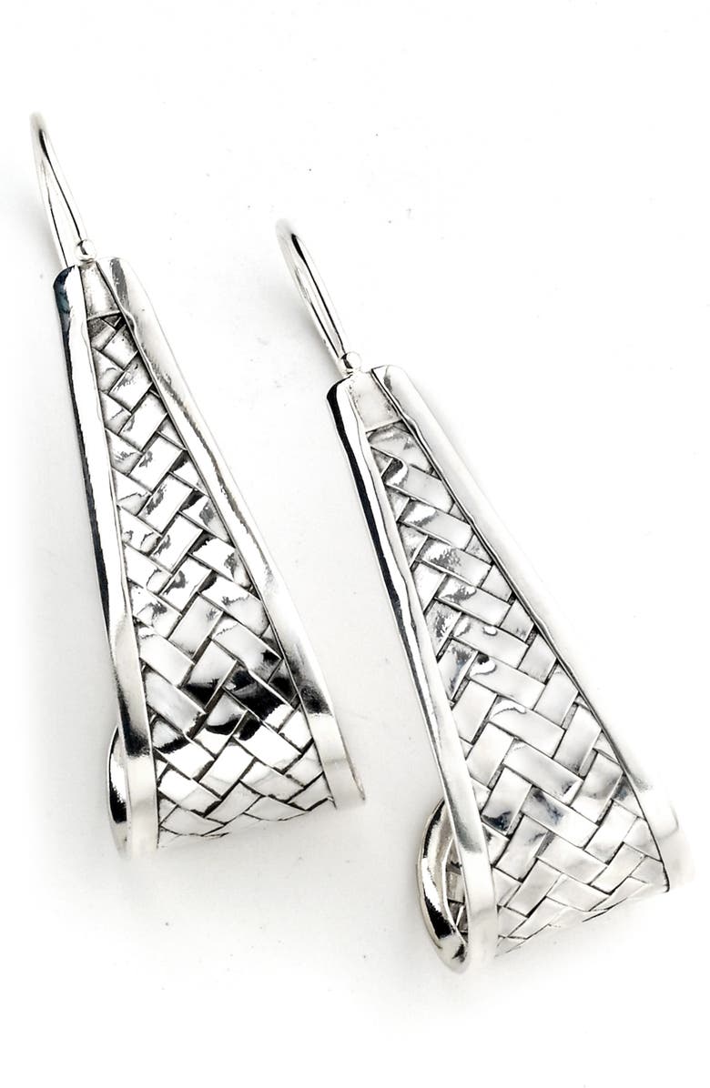 SAMUEL B. Basket Weave Drop Earrings, Alternate, color, Silver
