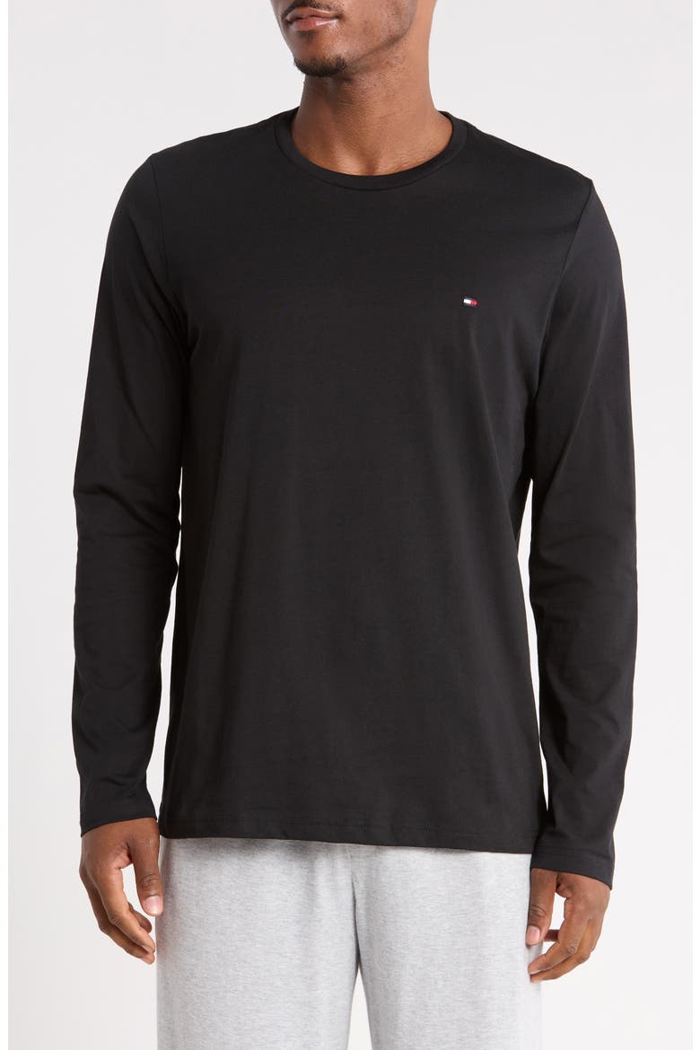 Long Sleeve Crewneck T-Shirt, Main, color, BLACK
