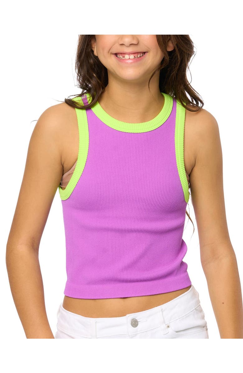 Malibu Sugar Contrast trim sleeveless top, Main, color, Grape Ice & Lemon Lime