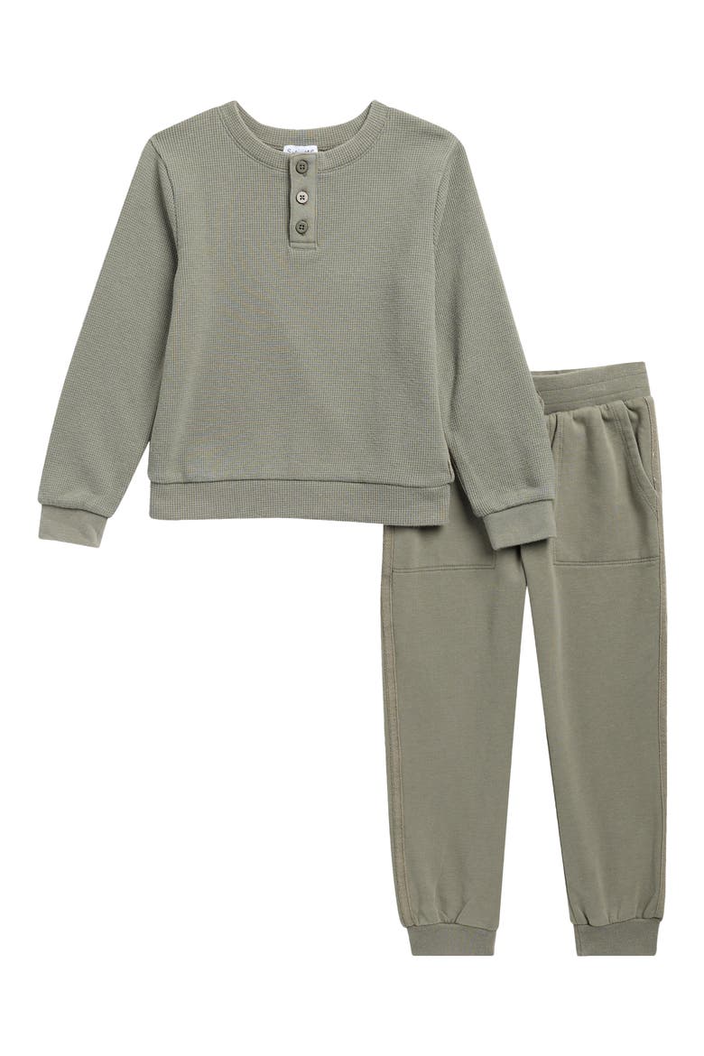 Kids' Adventure Thermal Henley & Joggers Set, Main, color, OLIVE