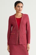Ming Wang Heritage Whipstitch Chain Trim Knit Jacket