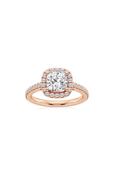Cushion Cut Lab Created Diamond Halo Ring - 2.0ct.