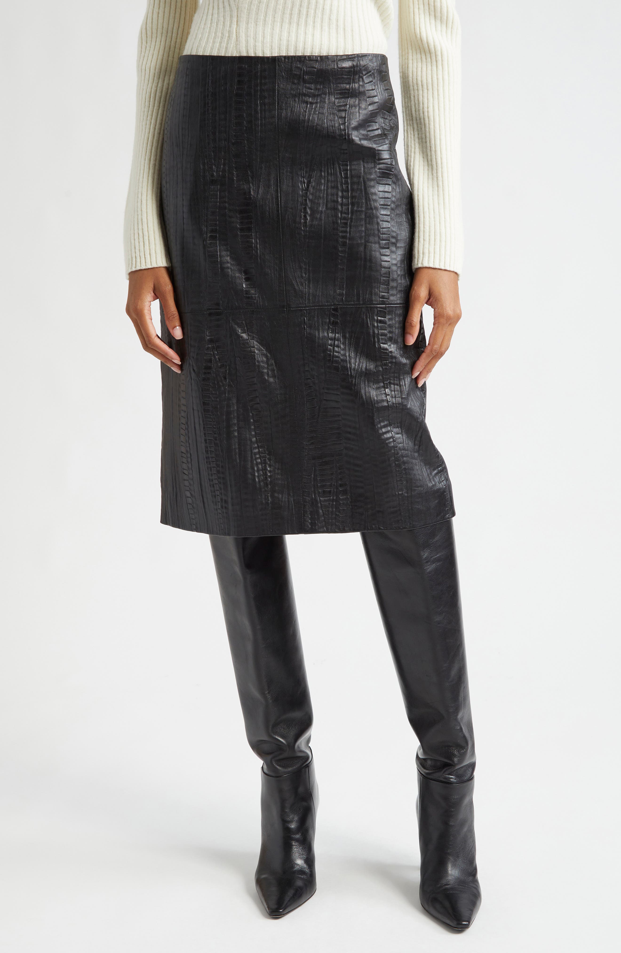 Róhe Leather Pencil Skirt