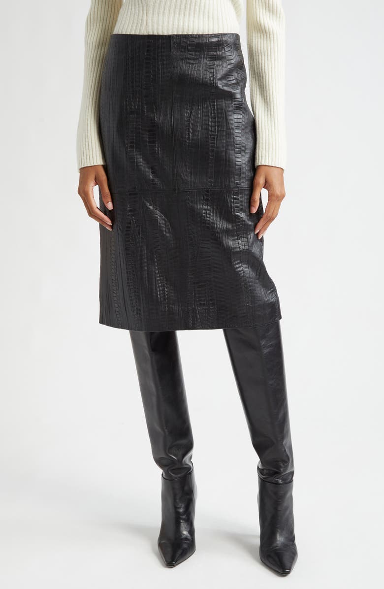 Róhe Leather Pencil Skirt, Main, color,