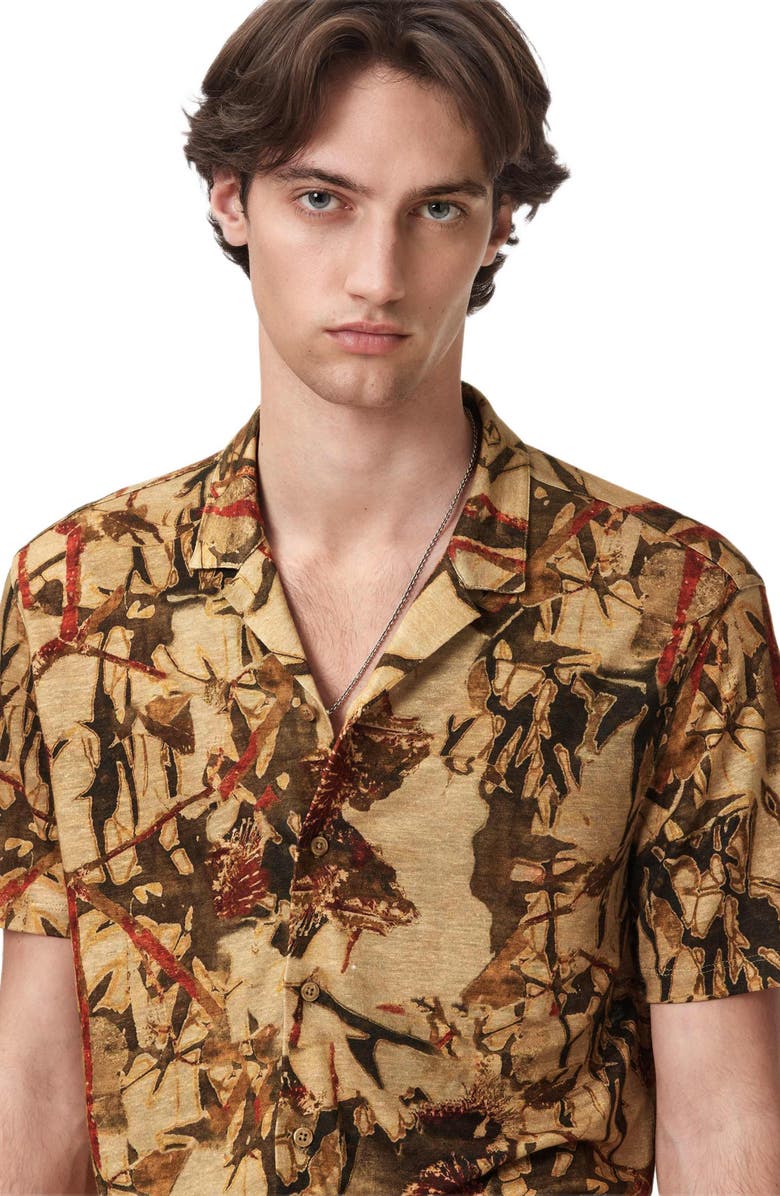 John Varvatos Marula Linen Short Sleeve Camp Shirt, Alternate, color, 
