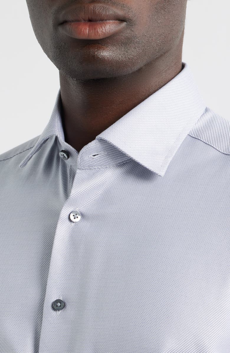 1863 by Eterna Modern Fit Micropattern Non-Iron Cotton Dobby Dress Shirt, Alternate, color, Silver Grey