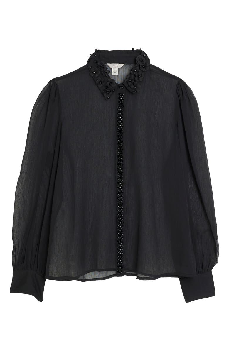 River Island Embellished Floral Appliqué Chiffon Blouse, Alternate, color, 