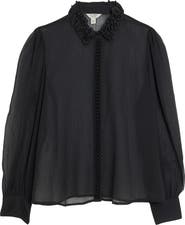 River Island Embellished Floral Appliqué Chiffon Blouse