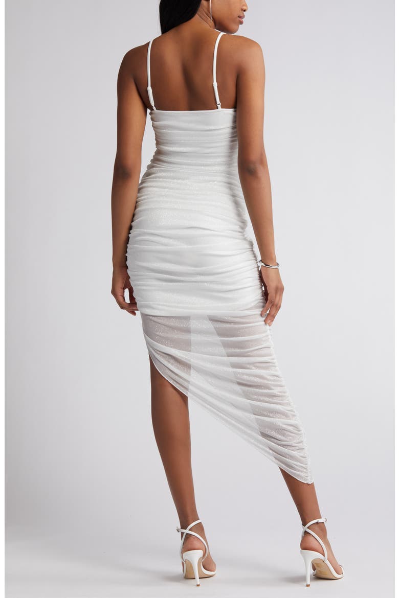 Glitter Matte Ruched Jersey Dress, Alternate, color, WHITE