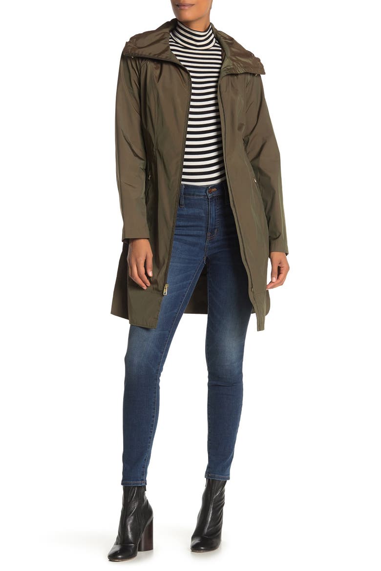 Packable Hooded Rain Jacket, Main, color, OLIVE