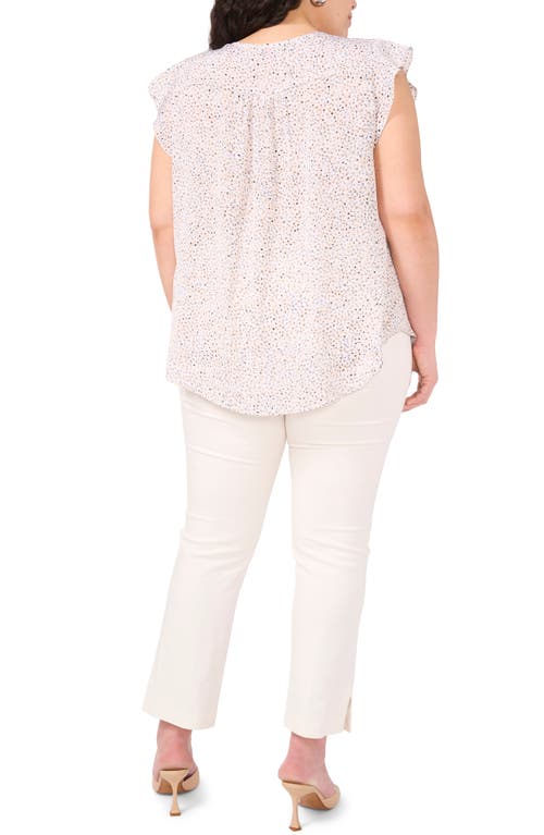 Vince Camuto Floral Ruffle Cap Sleeve Top In New Ivory