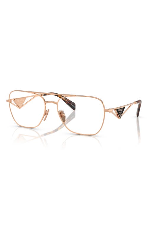 Prada 57mm Pilot Optical Glasses In Rose Gold