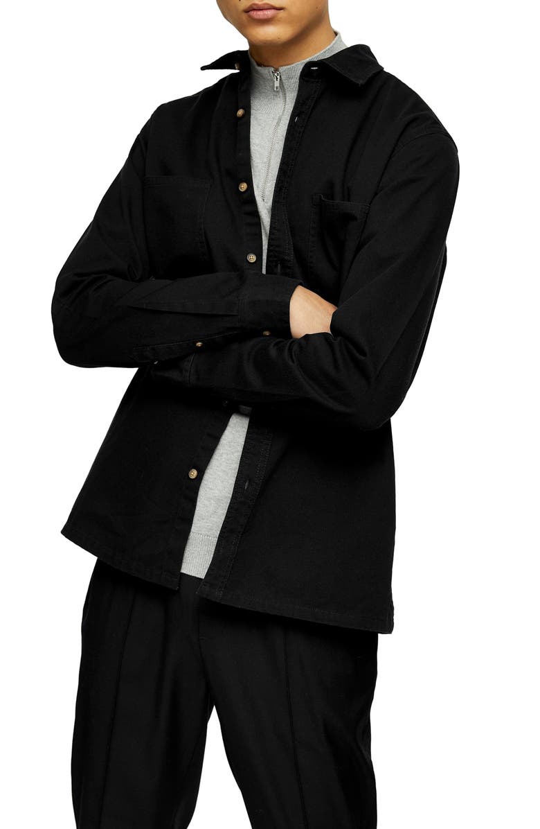 Topman Solid Twill Button-Up Shirt, Main, color, 