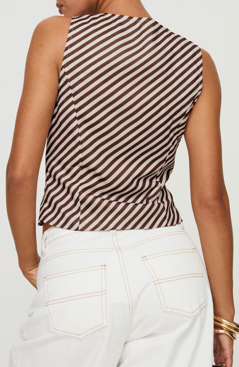 Princess Polly Lishar Stripe Tie Front Tank Top, Alternate, color, Brown