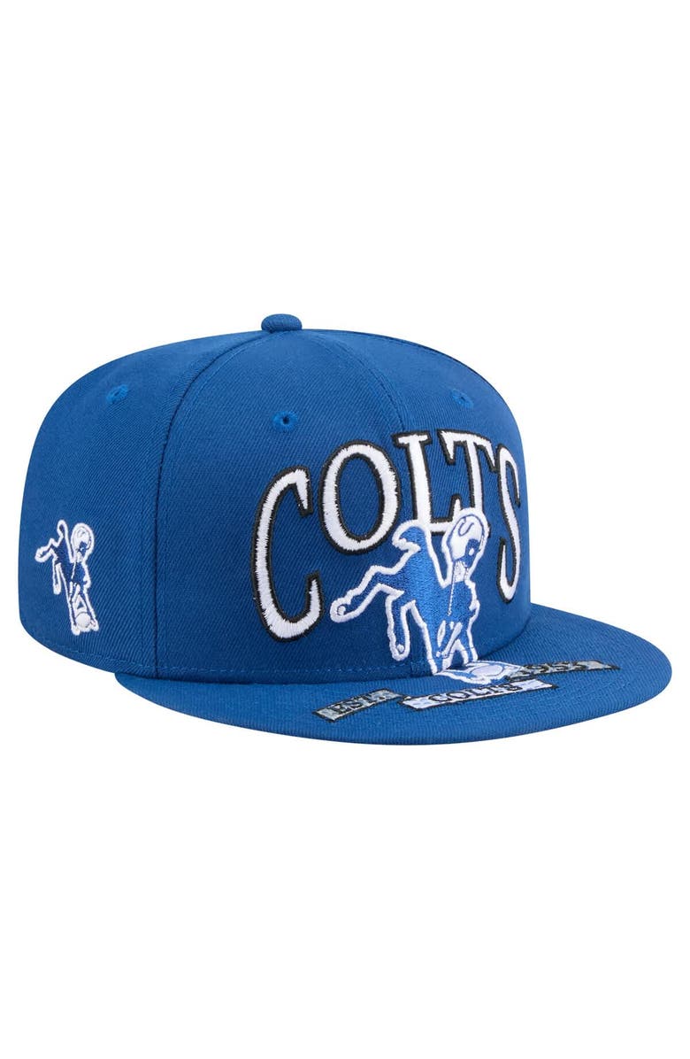 New Era Men's New Era Royal Indianapolis Colts Throwback Oversized 59FIFTY Fitted Hat, Main, color, Royal