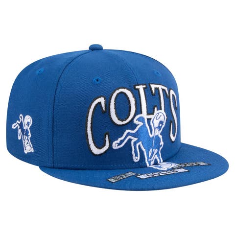 Men's New Era Royal Indianapolis Colts Throwback Oversized 59FIFTY Fitted Hat