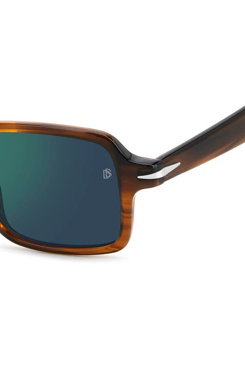 David Beckham Eyewear 51mm Rectangular Sunglasses In Brown Horn/green Sp