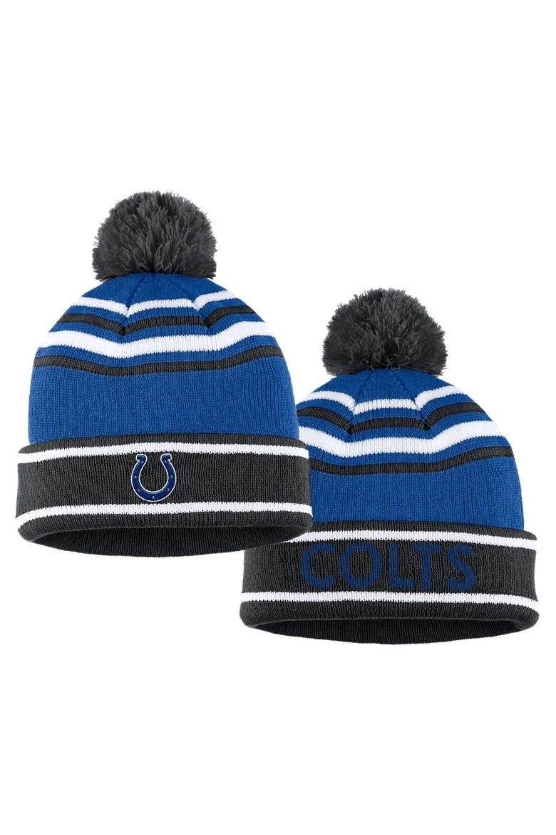 Women's WEAR by Erin Andrews Royal Indianapolis Colts Colorblock Cuffed Knit Hat with Pom and Scarf Set, Alternate, color, Royal