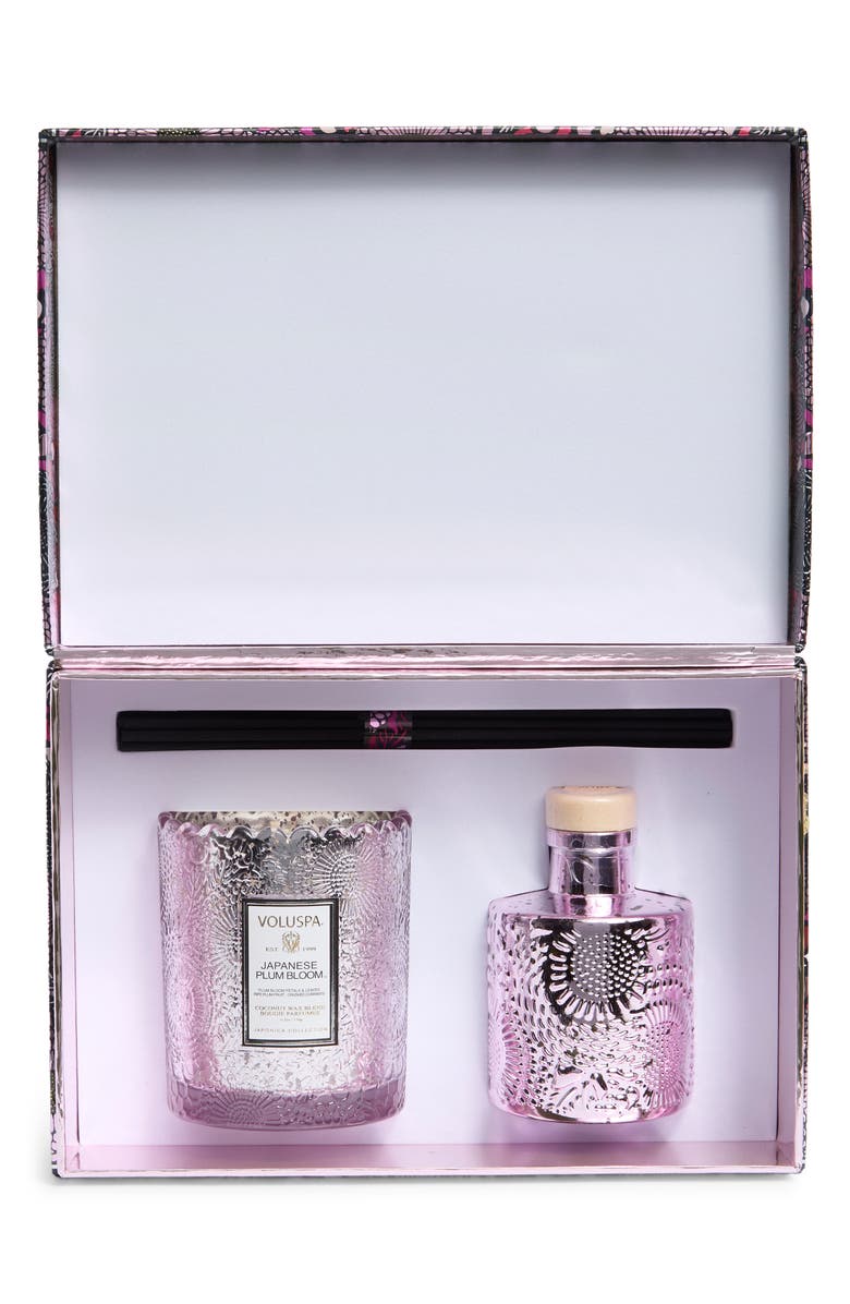 Voluspa Japanese Plum Bloom Candle & Oil Diffuser Set, Main, color, Multi
