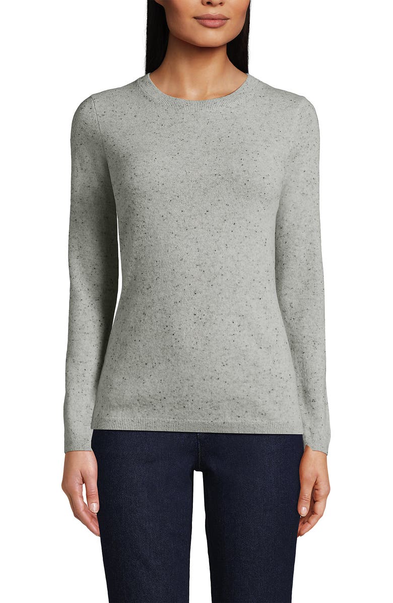 Lands' End Plus Size Cashmere Sweater, Main, color, Gray/Black Donegal