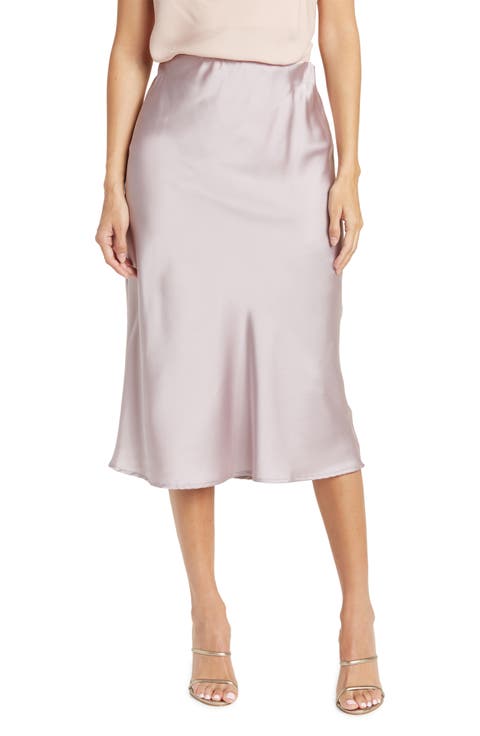 Solid Satin Midi Skirt