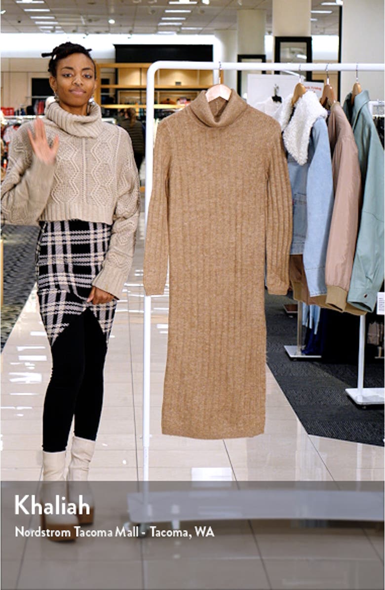 Belted Long Sleeve Turtleneck Midi Sweater Dress, sales video thumbnail