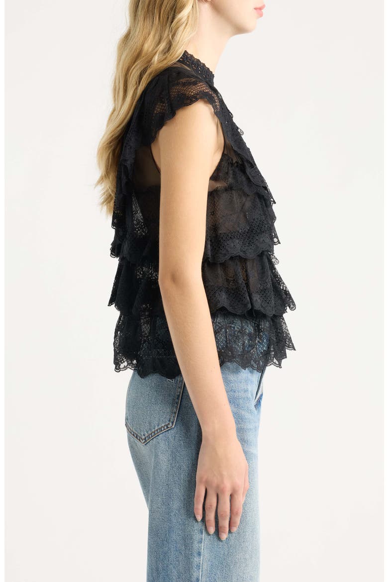 Eden Ruffle Lace Top, Alternate, color, BLACK