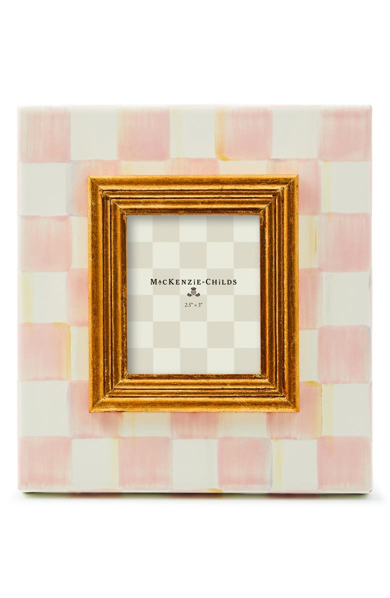 MACKENZIE CHILDS Rosy Check Enameled Steel 2.5 x 3-Inch Picture Frame, Main, color, Rosy