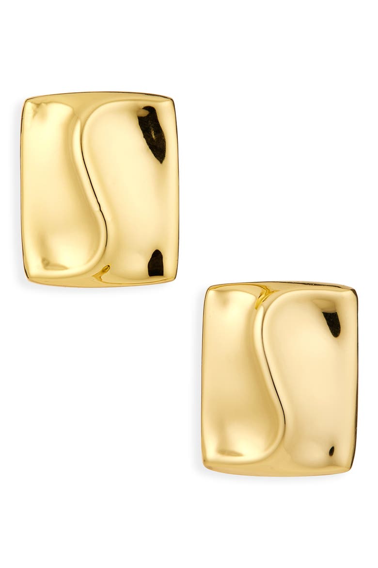 Wavy Rectangle Bar Stud Earrings, Main, color, GOLD