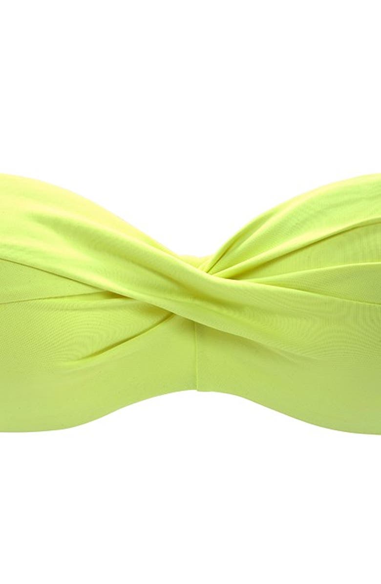 LASCANA Twist Bandeau Bikini Top Size 34D, Alternate, color, Bright Green