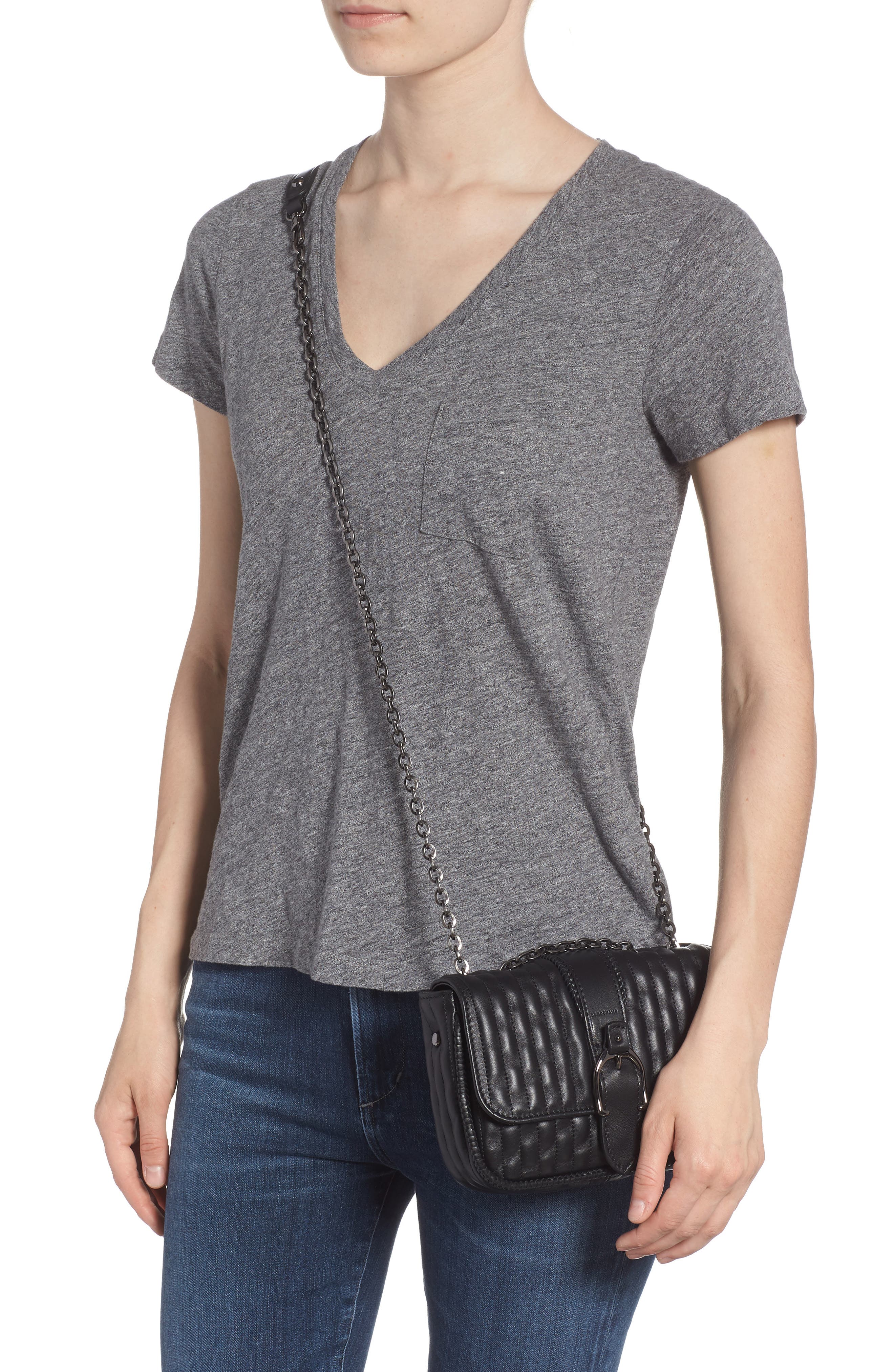 Longchamp Amazone Quilted Leather Crossbody Bag, Alternate, color, Black