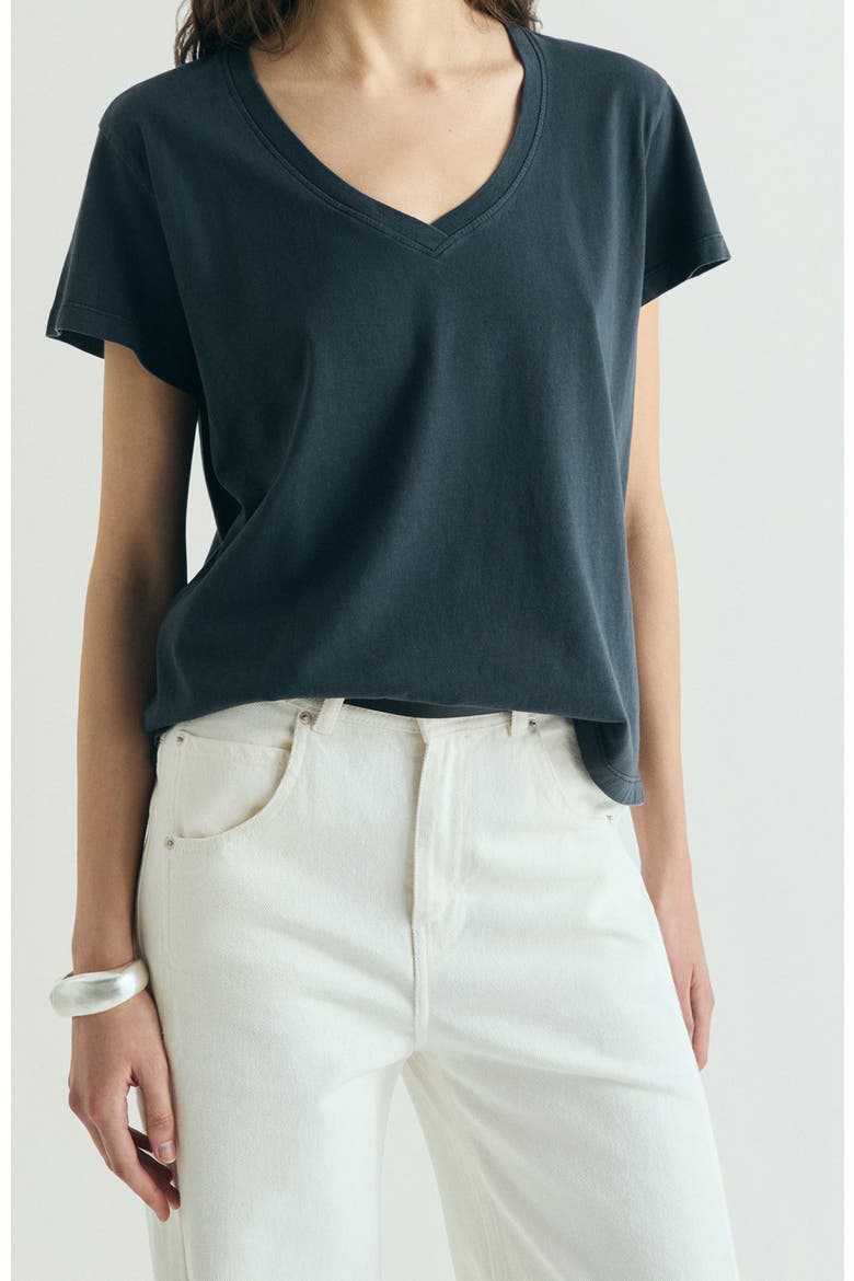 Basic V-neck T-shirt, Main, color, Black