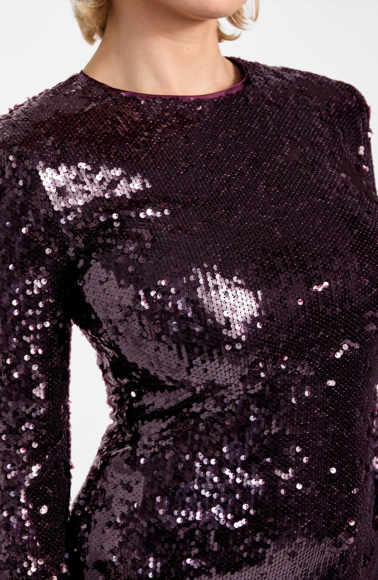 GUESS Lavinia Long Sleeve Sequin Minidress, Alternate, color, Dark Purple