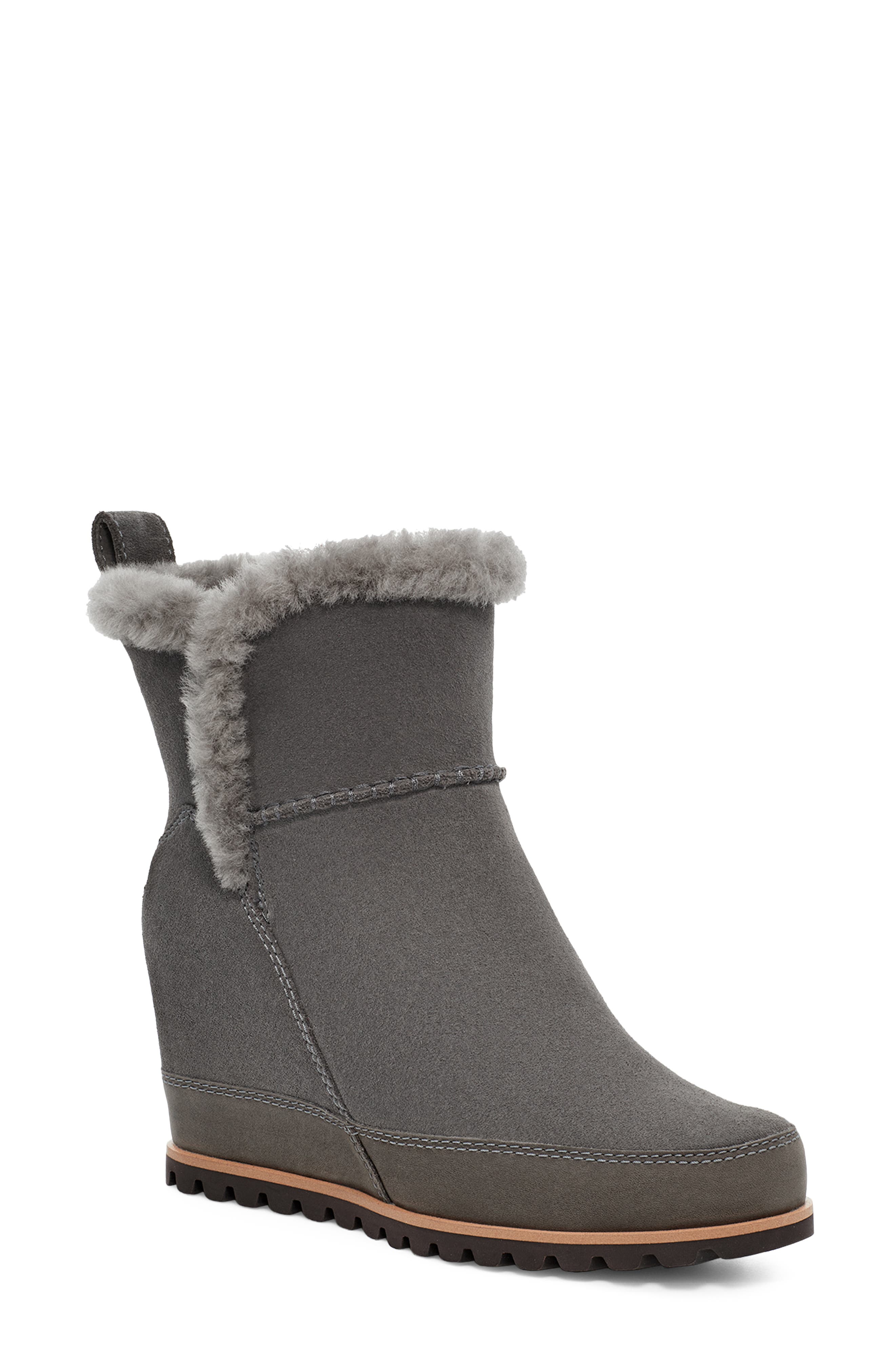Malvella Waterproof Boot with Genuine Shearling Trim, Main, color, CHARCOAL SUEDE