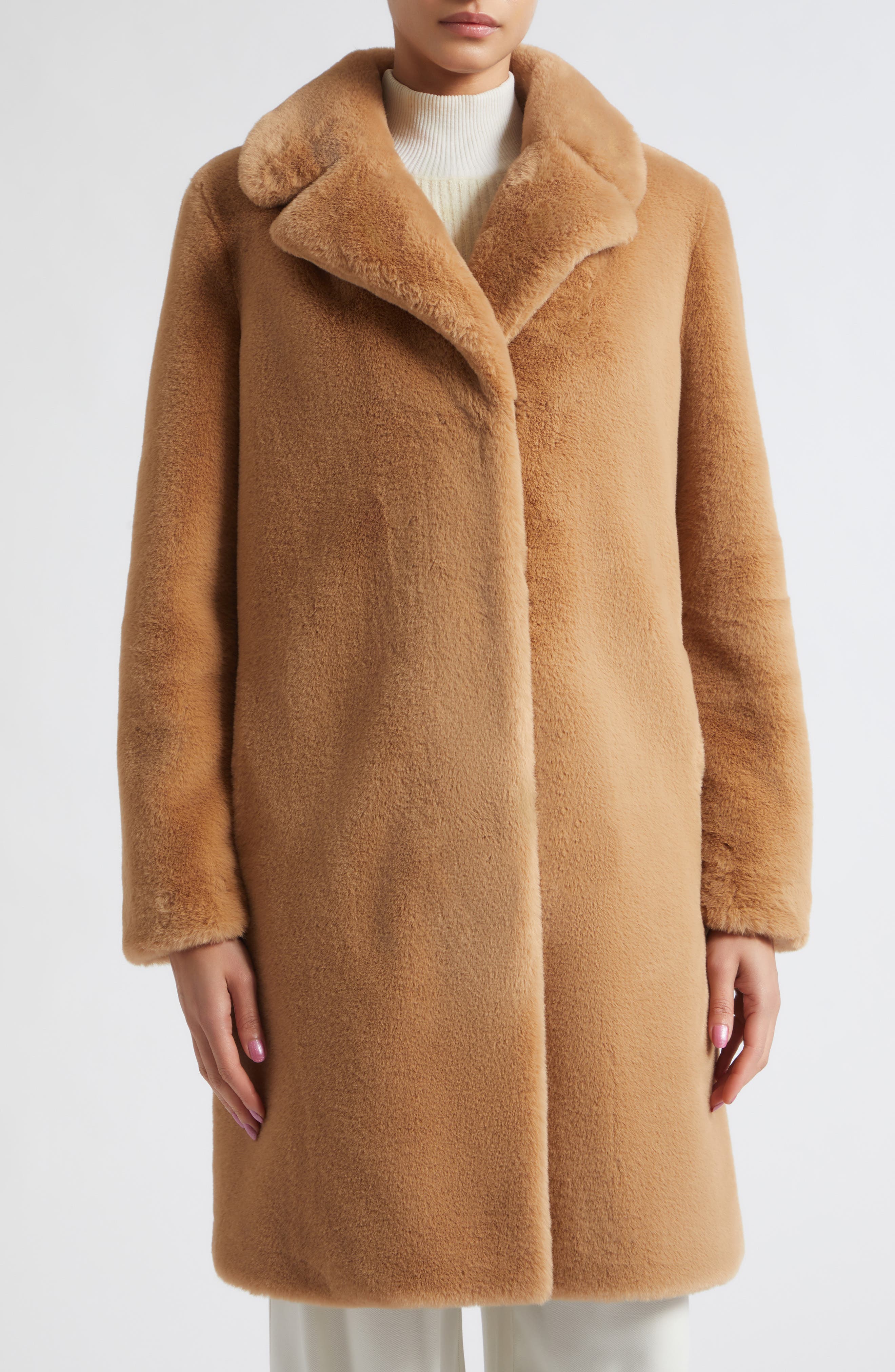 Herno Faux Fur Notch Lapel Coat (Women) | Nordstrom