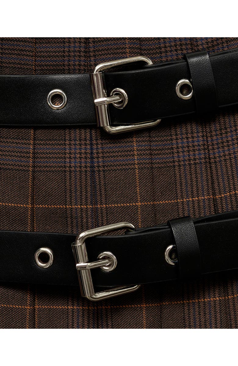 MANGO Check Pleated Midi Skirt, Alternate, color,