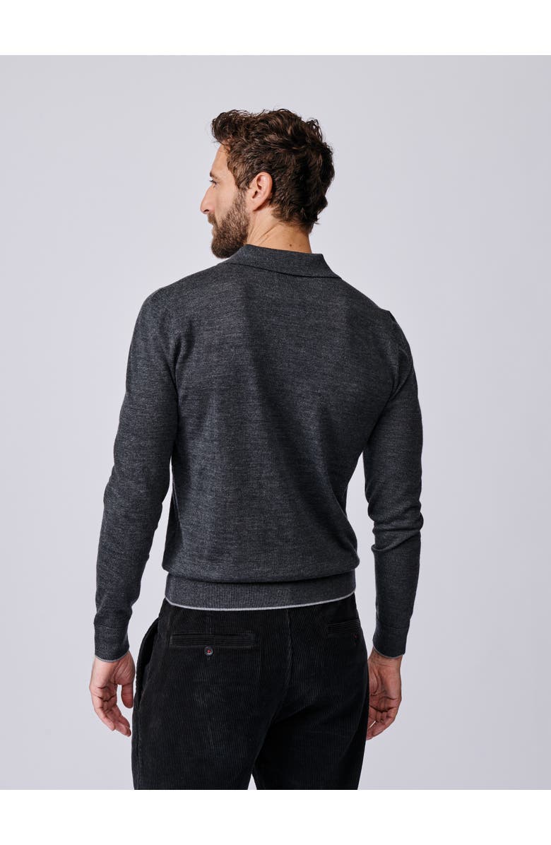 Aubin Elm Merino Textured Long Sleeve Polo, Alternate, color, Dark Charcoal