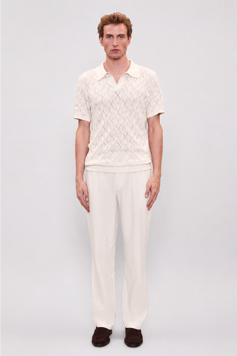 Daydreamers Short Sleeve Knit Polo T Shirt, Alternate, color, Beige
